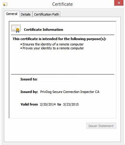 Privdog certificate
