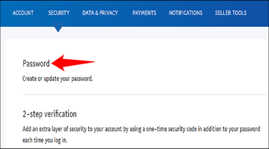 PayPal password