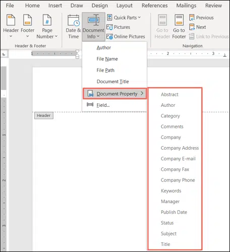 Microsoft Word: Πώς προσθέτετε ιδιότητες σε Header και Footer;